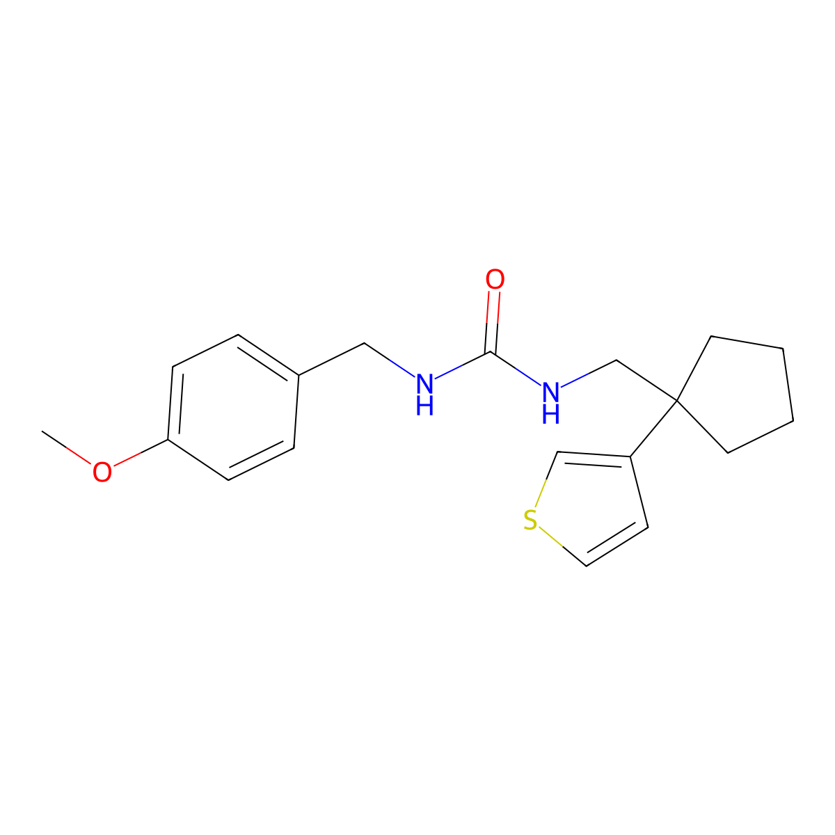 1-(4-Methoxybenzyl)-3-((1-(thiophen-3-yl)cyclopentyl)methyl)urea molecular structure, CAS 2034517-11-6