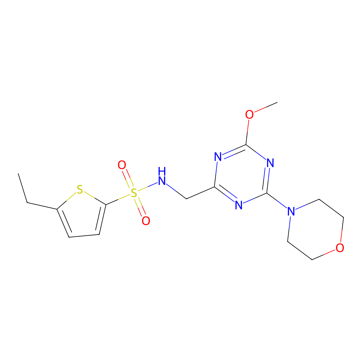 5-ethyl-N-((4-methoxy-6-morpholino-1,3,5-triazin-2-yl)methyl)thiophene-2-sulfonamide molecular structure, CAS 2034517-13-8