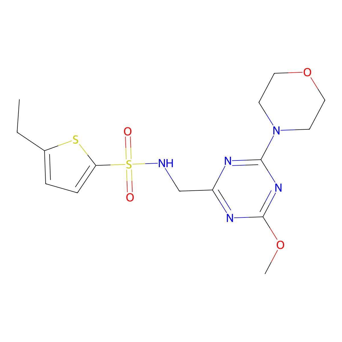 5-ethyl-N-((4-methoxy-6-morpholino-1,3,5-triazin-2-yl)methyl)thiophene-2-sulfonamide molecular structure, CAS 2034517-13-8