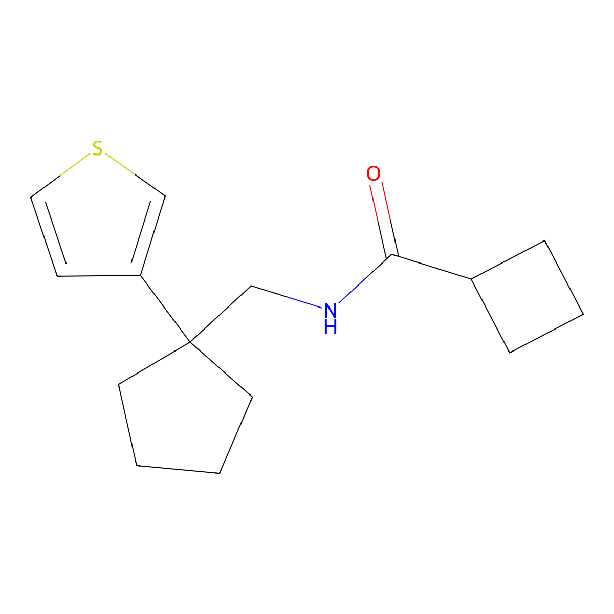 N-((1-(thiophen-3-yl)cyclopentyl)methyl)cyclobutanecarboxamide molecular structure, CAS 2034517-24-1