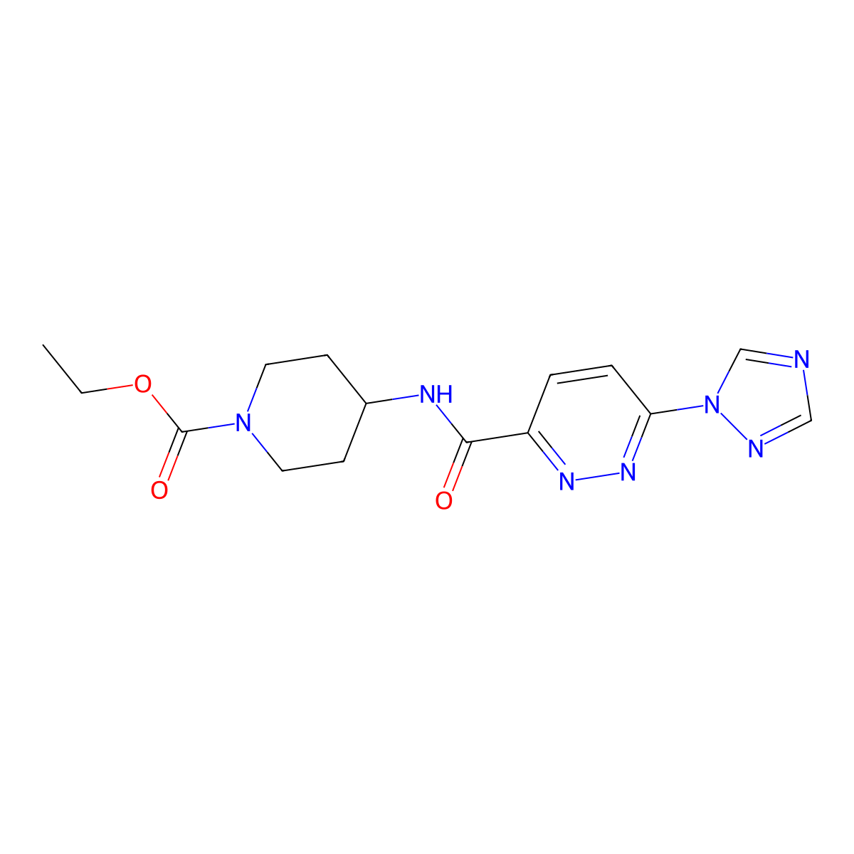 ethyl 4-(6-(1H-1,2,4-triazol-1-yl)pyridazine-3-carboxamido)piperidine-1-carboxylate molecular structure, CAS 2034517-26-3
