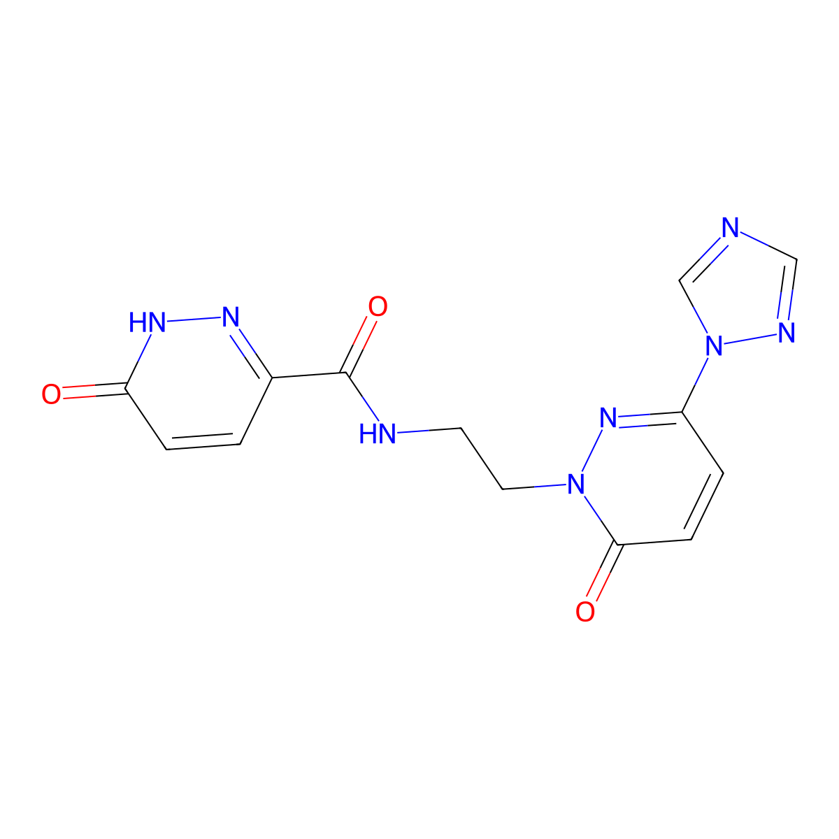 6-oxo-N-(2-(6-oxo-3-(1H-1,2,4-triazol-1-yl)pyridazin-1(6H)-yl)ethyl)-1,6-dihydropyridazine-3-carboxamide molecular structure, CAS 2034517-32-1