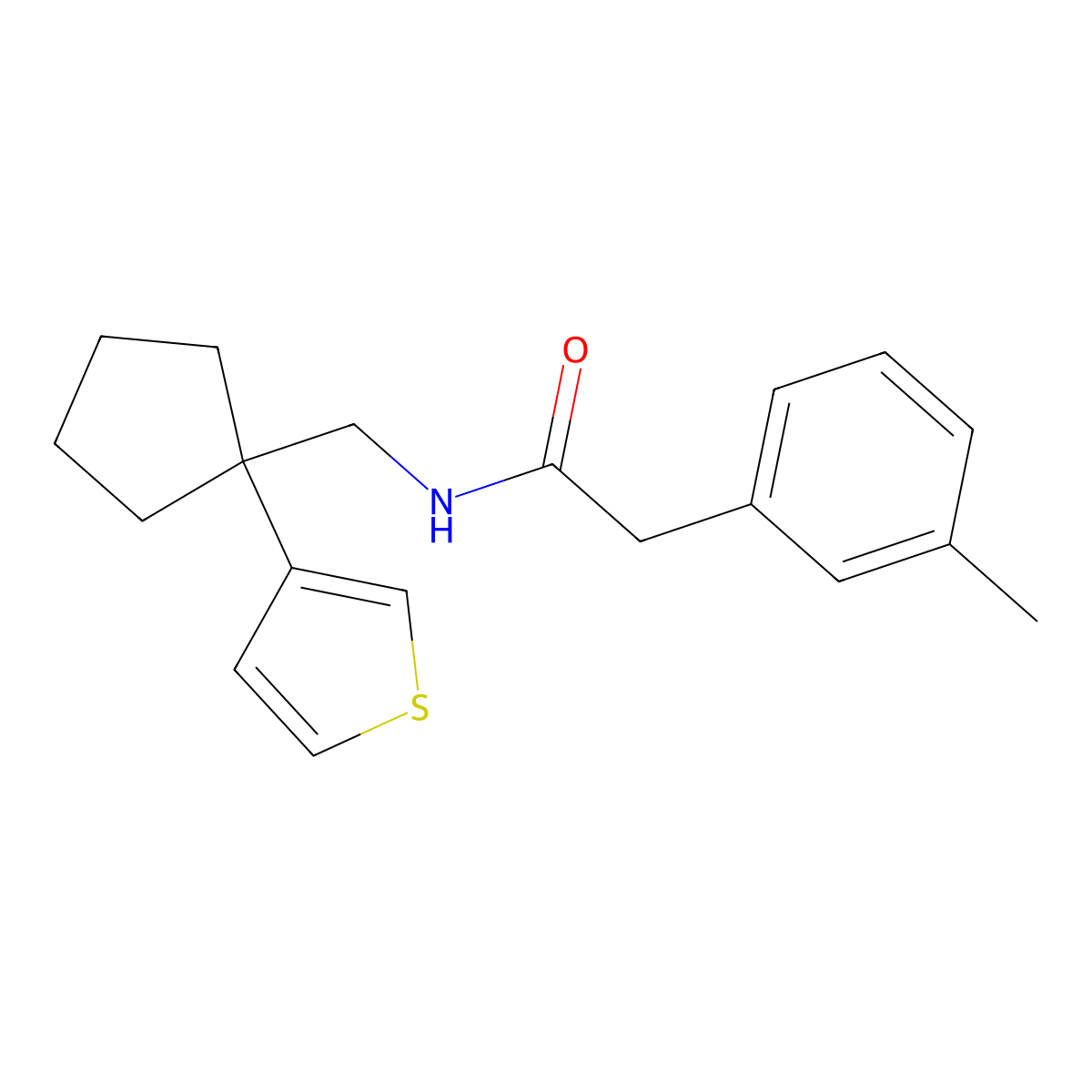 N-((1-(thiophen-3-yl)cyclopentyl)methyl)-2-(m-tolyl)acetamide molecular structure, CAS 2034517-35-4