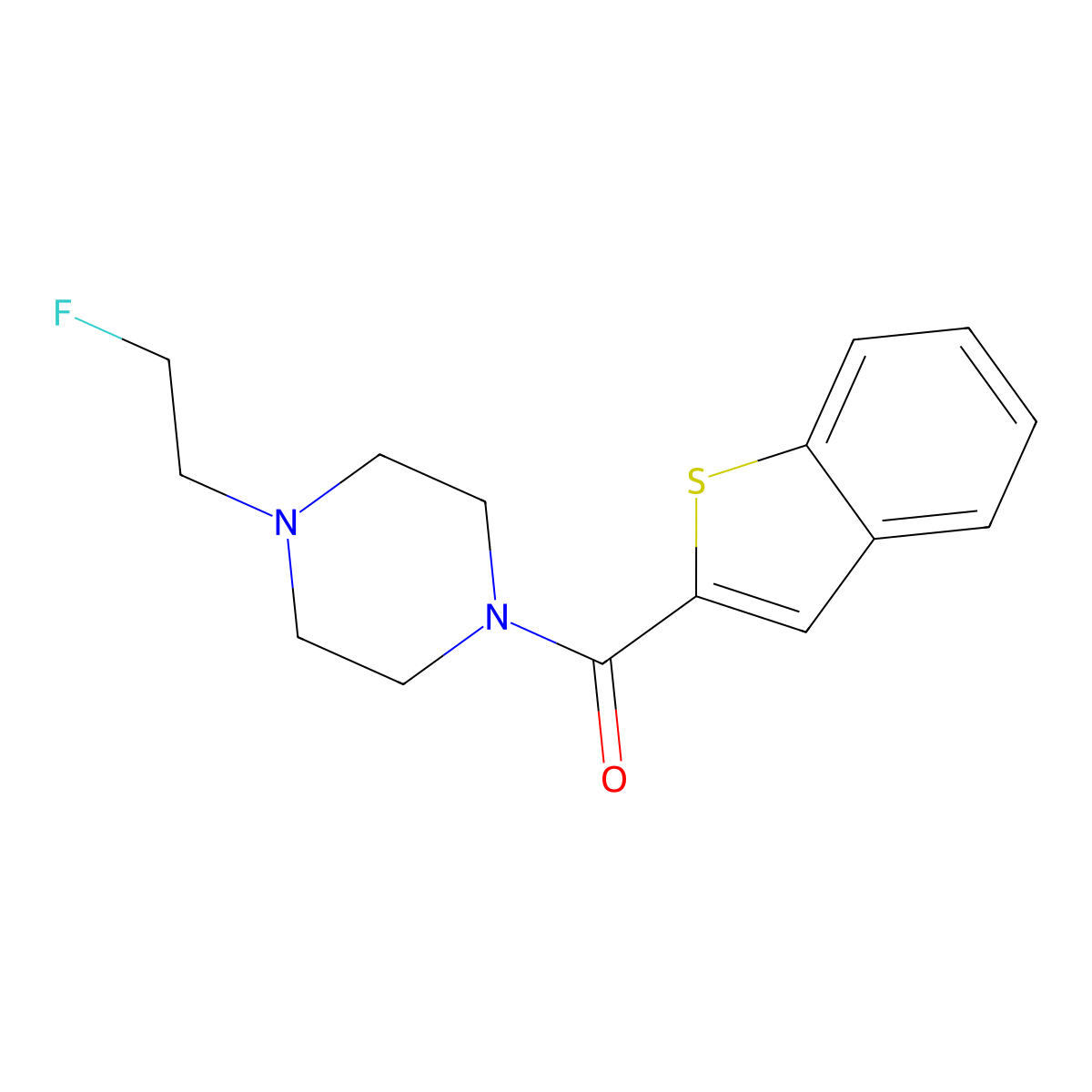 Benzo[b]thiophen-2-yl(4-(2-fluoroethyl)piperazin-1-yl)methanone molecular structure, CAS 2034517-38-7