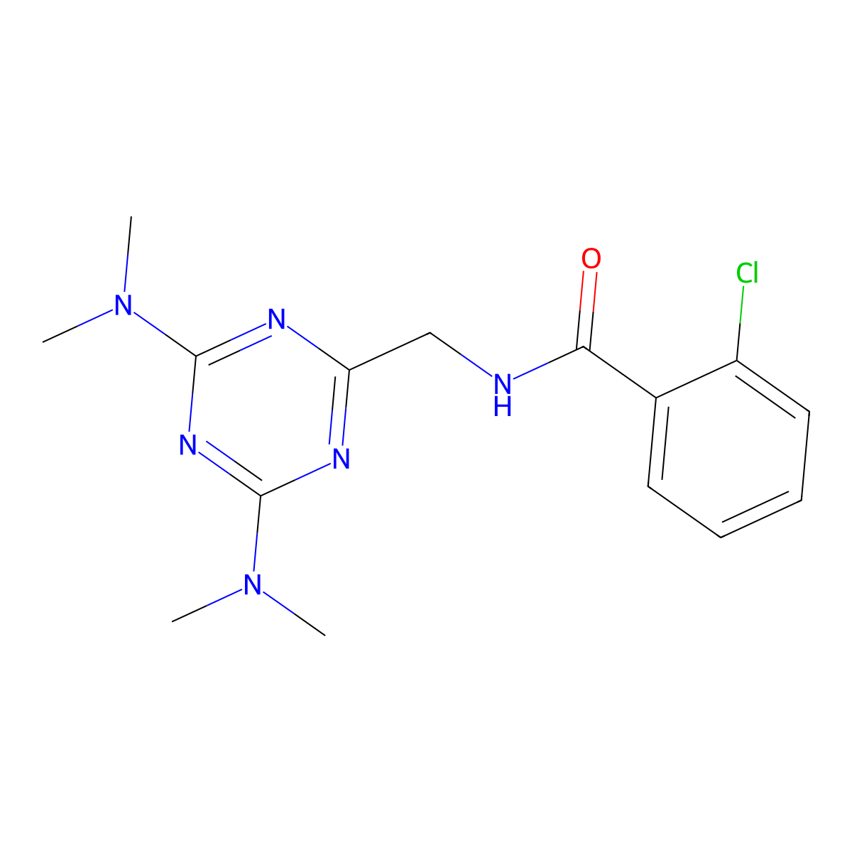 N-{[4,6-bis(dimethylamino)-1,3,5-triazin-2-yl]methyl}-2-chlorobenzamide molecular structure, CAS 2034517-45-6