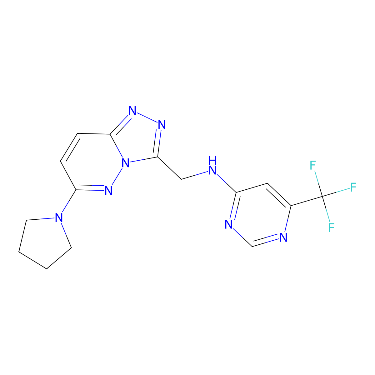 N-{[6-(pyrrolidin-1-yl)-[1,2,4]triazolo[4,3-b]pyridazin-3-yl]methyl}-6-(trifluoromethyl)pyrimidin-4-amine molecular structure, CAS 2034517-49-0