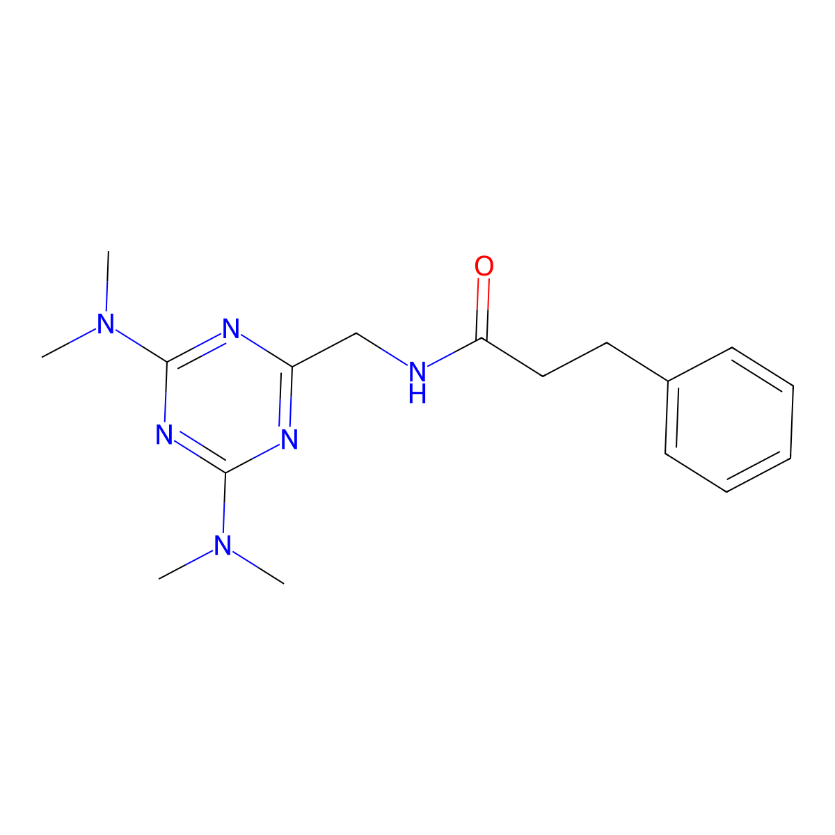 N-{[4,6-bis(dimethylamino)-1,3,5-triazin-2-yl]methyl}-3-phenylpropanamide molecular structure, CAS 2034517-51-4