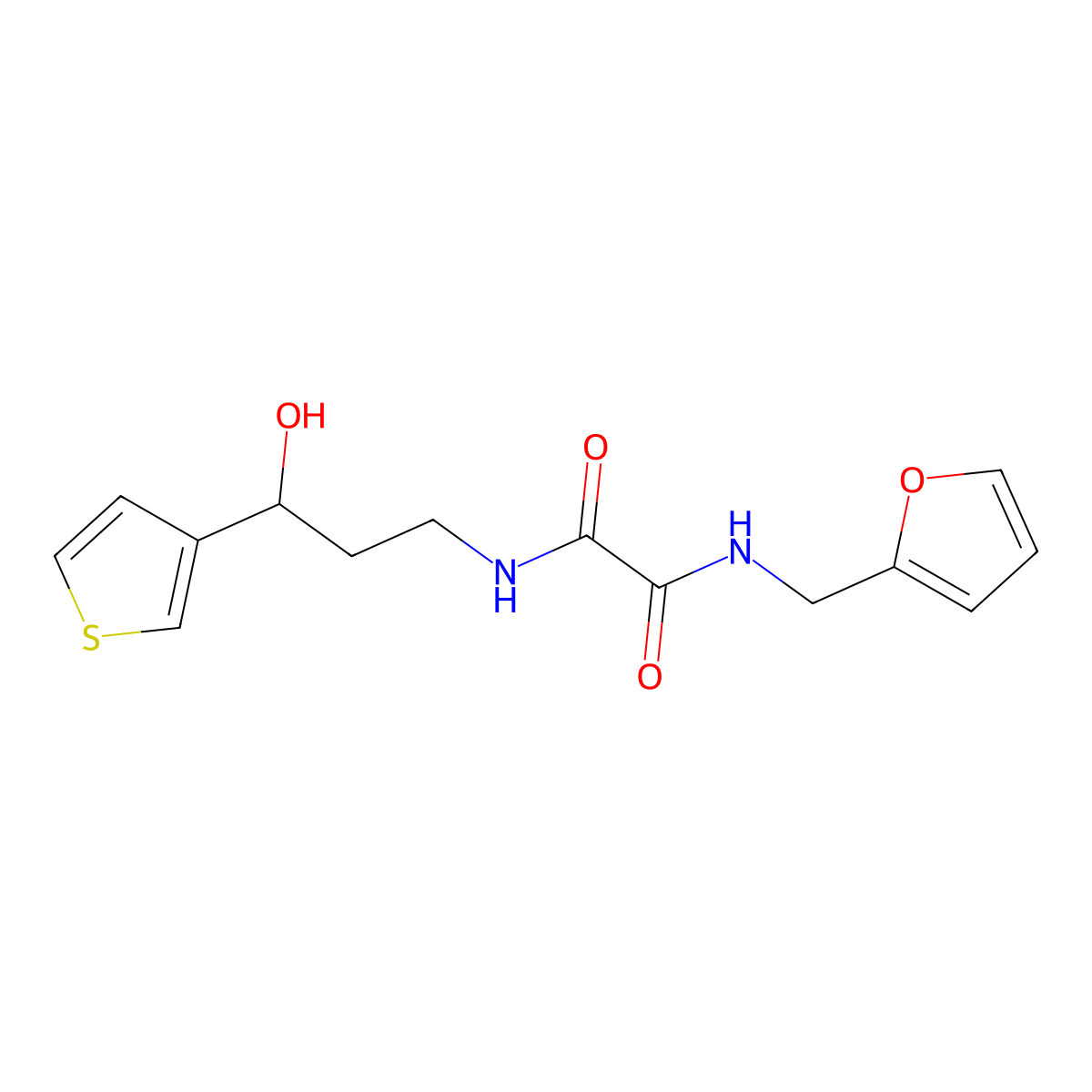 N1-(furan-2-ylmethyl)-N2-(3-hydroxy-3-(thiophen-3-yl)propyl)oxalamide molecular structure, CAS 2034517-52-5