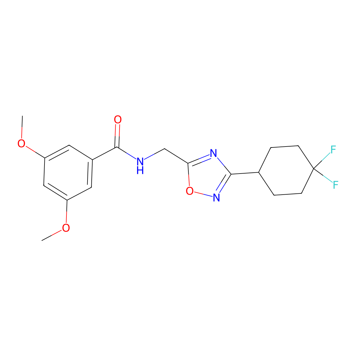 N-{[3-(4,4-difluorocyclohexyl)-1,2,4-oxadiazol-5-yl]methyl}-3,5-dimethoxybenzamide molecular structure, CAS 2034517-57-0