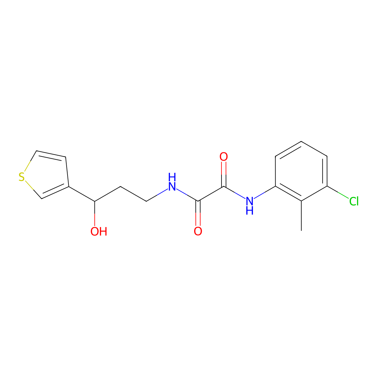 N1-(3-chloro-2-methylphenyl)-N2-(3-hydroxy-3-(thiophen-3-yl)propyl)oxalamide molecular structure, CAS 2034517-64-9