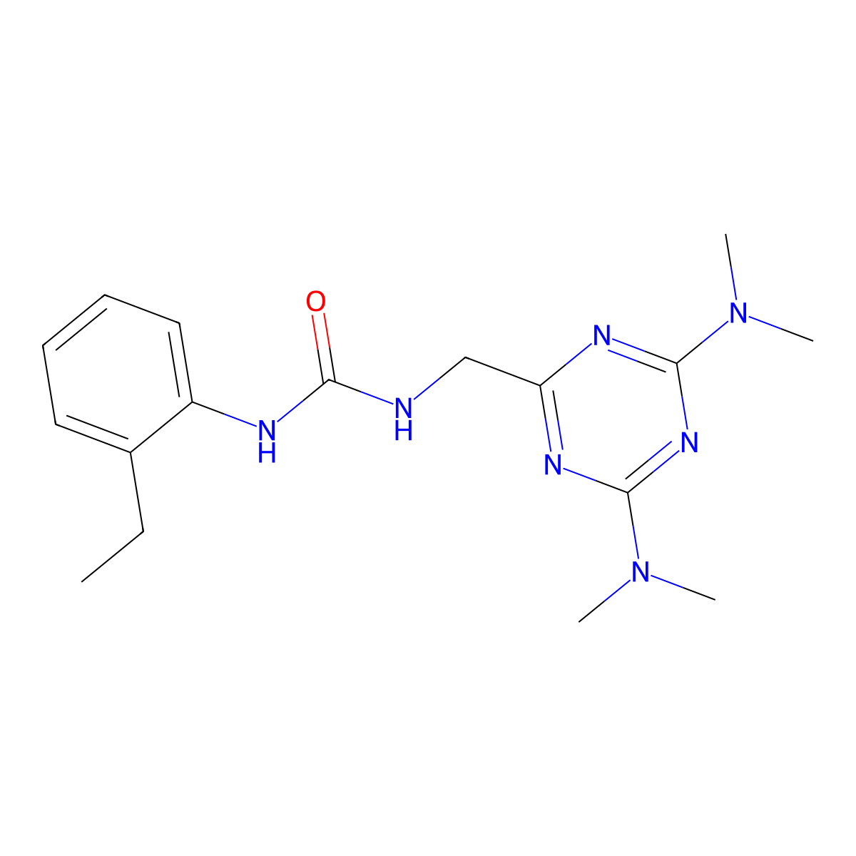 1-((4,6-Bis(dimethylamino)-1,3,5-triazin-2-yl)methyl)-3-(2-ethylphenyl)urea molecular structure, CAS 2034517-67-2
