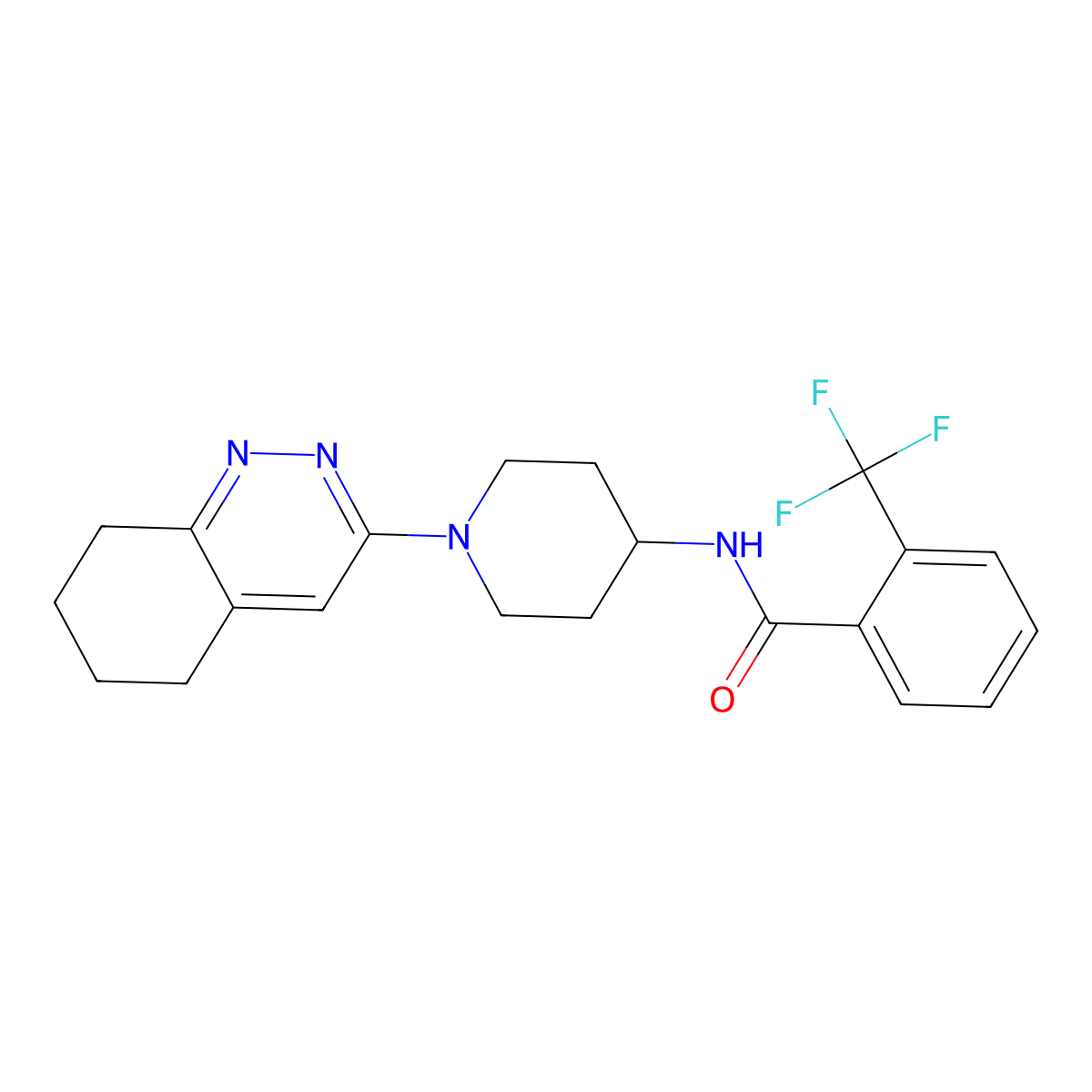 N-[1-(5,6,7,8-tetrahydrocinnolin-3-yl)piperidin-4-yl]-2-(trifluoromethyl)benzamide molecular structure, CAS 2034517-68-3