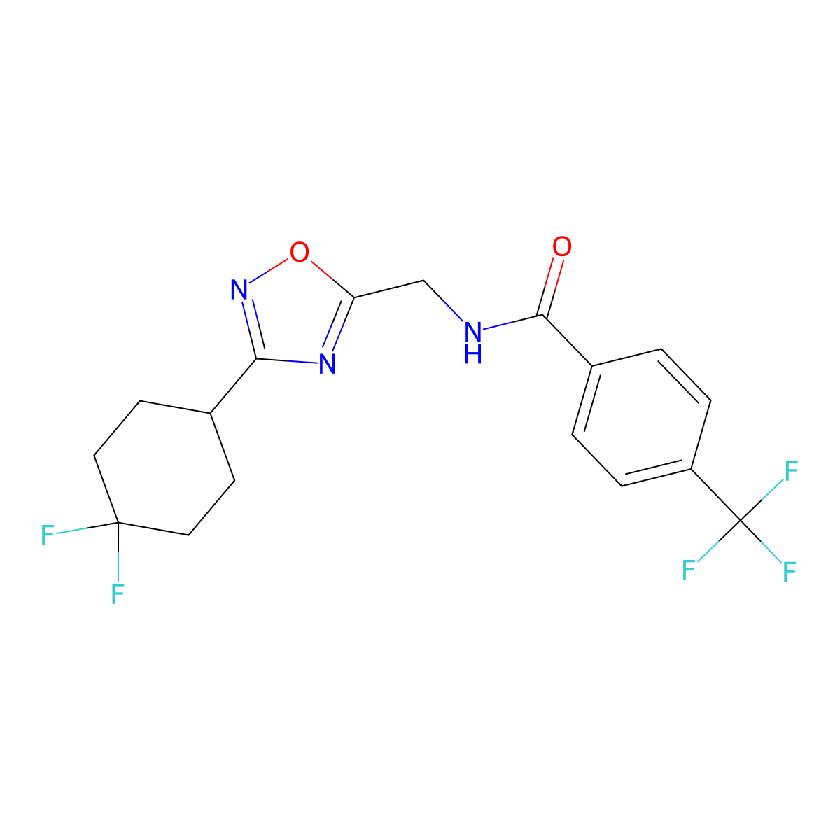 N-{[3-(4,4-difluorocyclohexyl)-1,2,4-oxadiazol-5-yl]methyl}-4-(trifluoromethyl)benzamide molecular structure, CAS 2034517-70-7