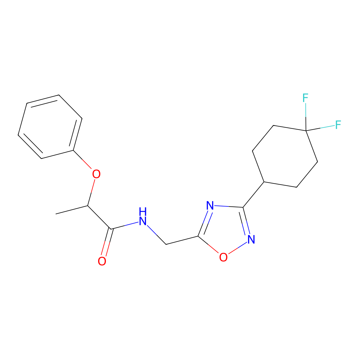 N-{[3-(4,4-difluorocyclohexyl)-1,2,4-oxadiazol-5-yl]methyl}-2-phenoxypropanamide molecular structure, CAS 2034517-76-3