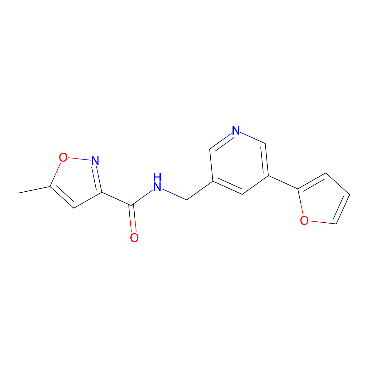 N-((5-(furan-2-yl)pyridin-3-yl)methyl)-5-methylisoxazole-3-carboxamide molecular structure, CAS 2034517-80-9