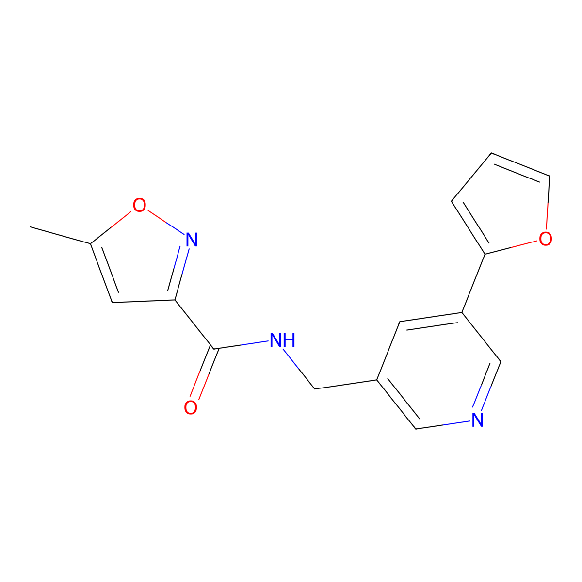 N-((5-(furan-2-yl)pyridin-3-yl)methyl)-5-methylisoxazole-3-carboxamide molecular structure, CAS 2034517-80-9