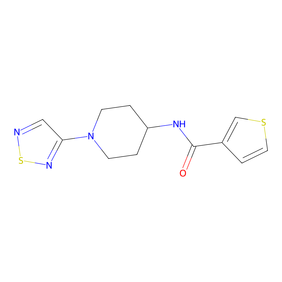N-[1-(1,2,5-thiadiazol-3-yl)piperidin-4-yl]thiophene-3-carboxamide molecular structure, CAS 2034517-81-0