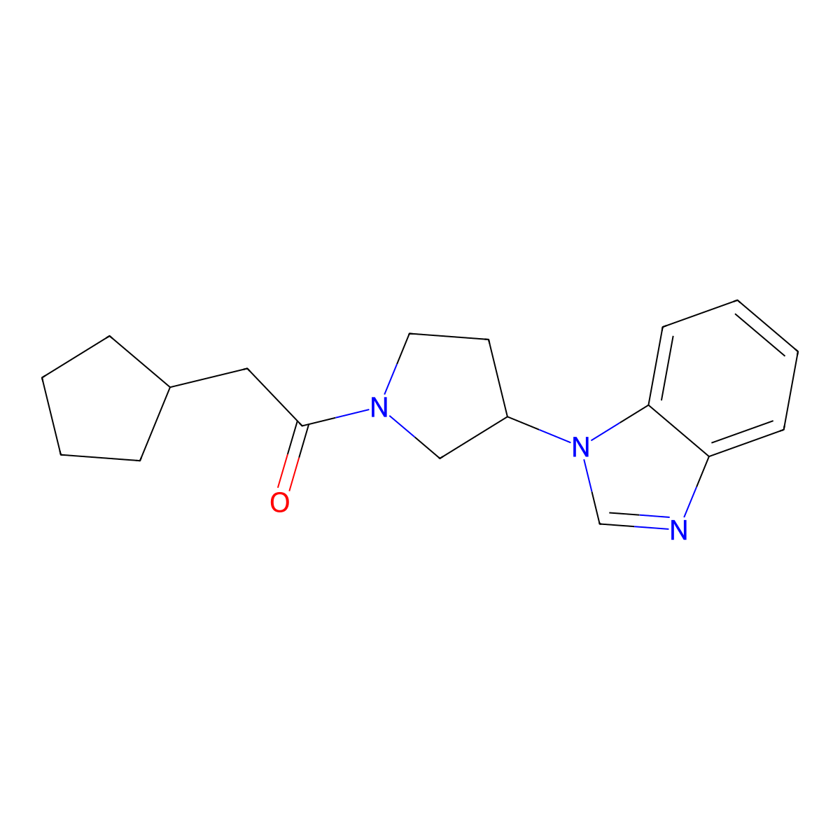 1-[3-(1H-1,3-benzodiazol-1-yl)pyrrolidin-1-yl]-2-cyclopentylethan-1-one molecular structure, CAS 2034517-84-3