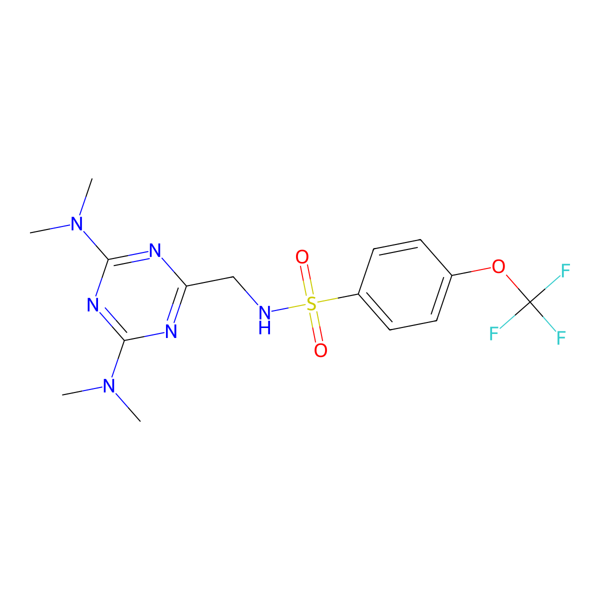 N-((4,6-bis(dimethylamino)-1,3,5-triazin-2-yl)methyl)-4-(trifluoromethoxy)benzenesulfonamide molecular structure, CAS 2034517-89-8