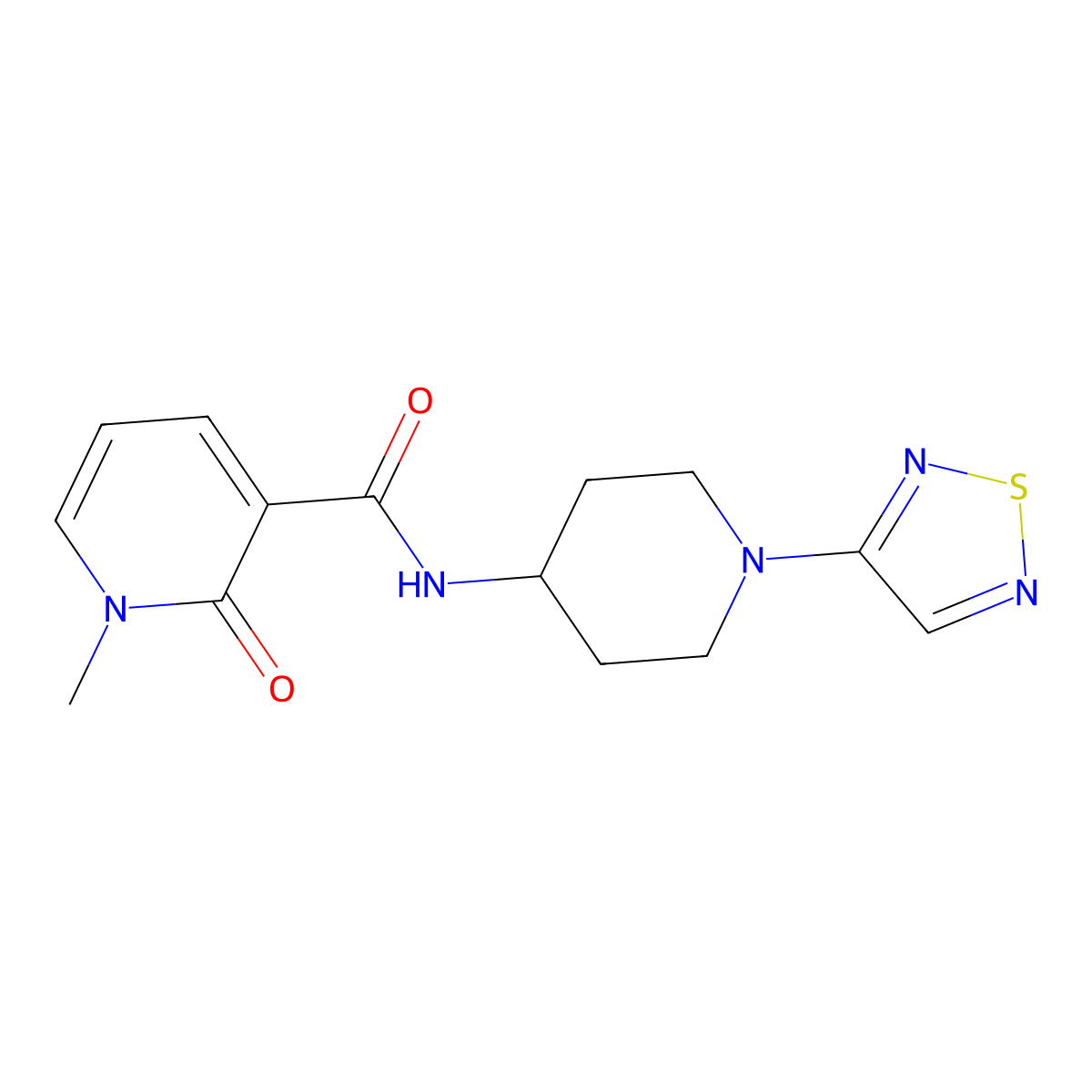 N-(1-(1,2,5-thiadiazol-3-yl)piperidin-4-yl)-1-methyl-2-oxo-1,2-dihydropyridine-3-carboxamide molecular structure, CAS 2034517-90-1