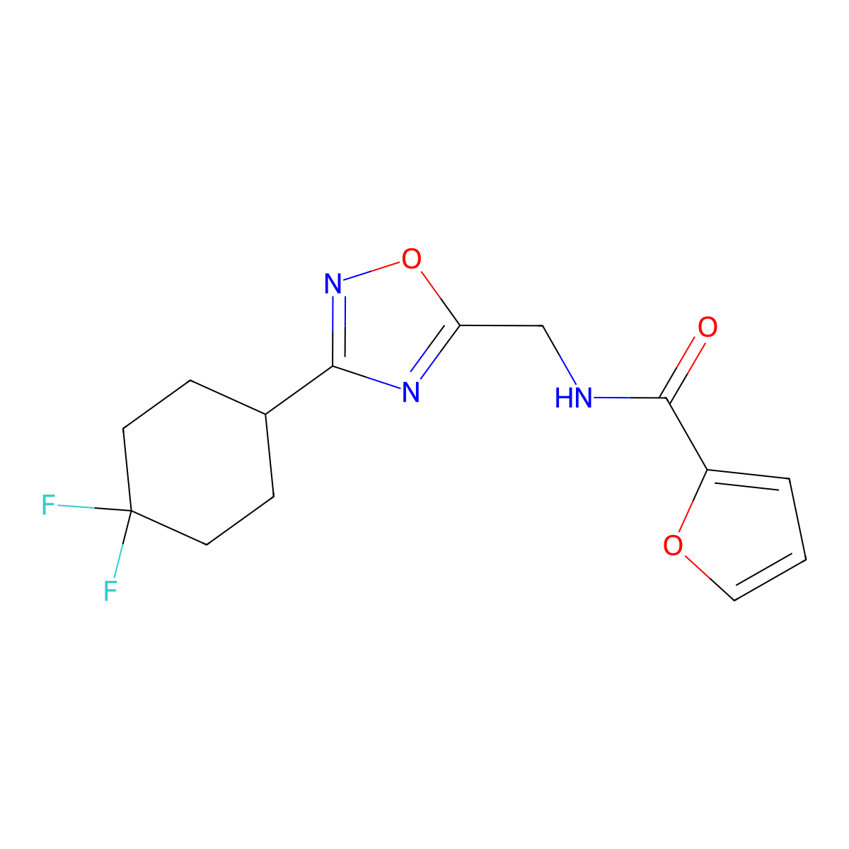 N-((3-(4,4-difluorocyclohexyl)-1,2,4-oxadiazol-5-yl)methyl)furan-2-carboxamide molecular structure, CAS 2034517-95-6