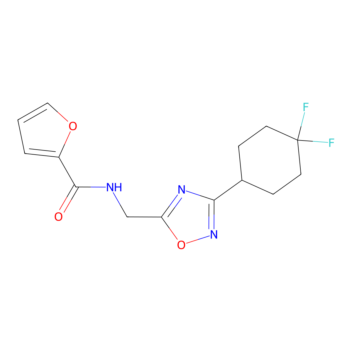 N-((3-(4,4-difluorocyclohexyl)-1,2,4-oxadiazol-5-yl)methyl)furan-2-carboxamide molecular structure, CAS 2034517-95-6