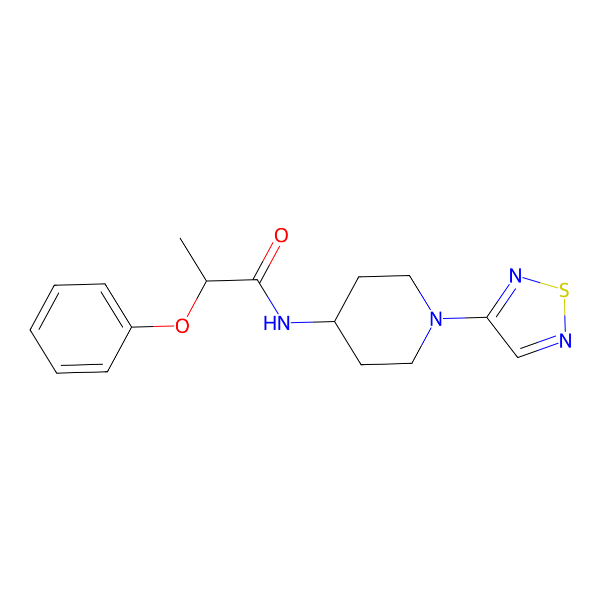 2-phenoxy-N-[1-(1,2,5-thiadiazol-3-yl)piperidin-4-yl]propanamide molecular structure, CAS 2034517-99-0