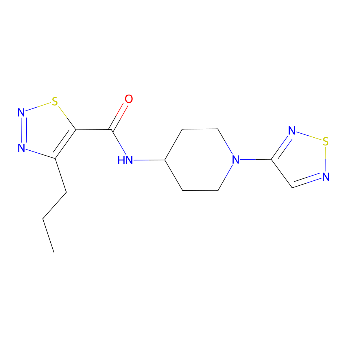 N-(1-(1,2,5-thiadiazol-3-yl)piperidin-4-yl)-4-propyl-1,2,3-thiadiazole-5-carboxamide molecular structure, CAS 2034518-08-4