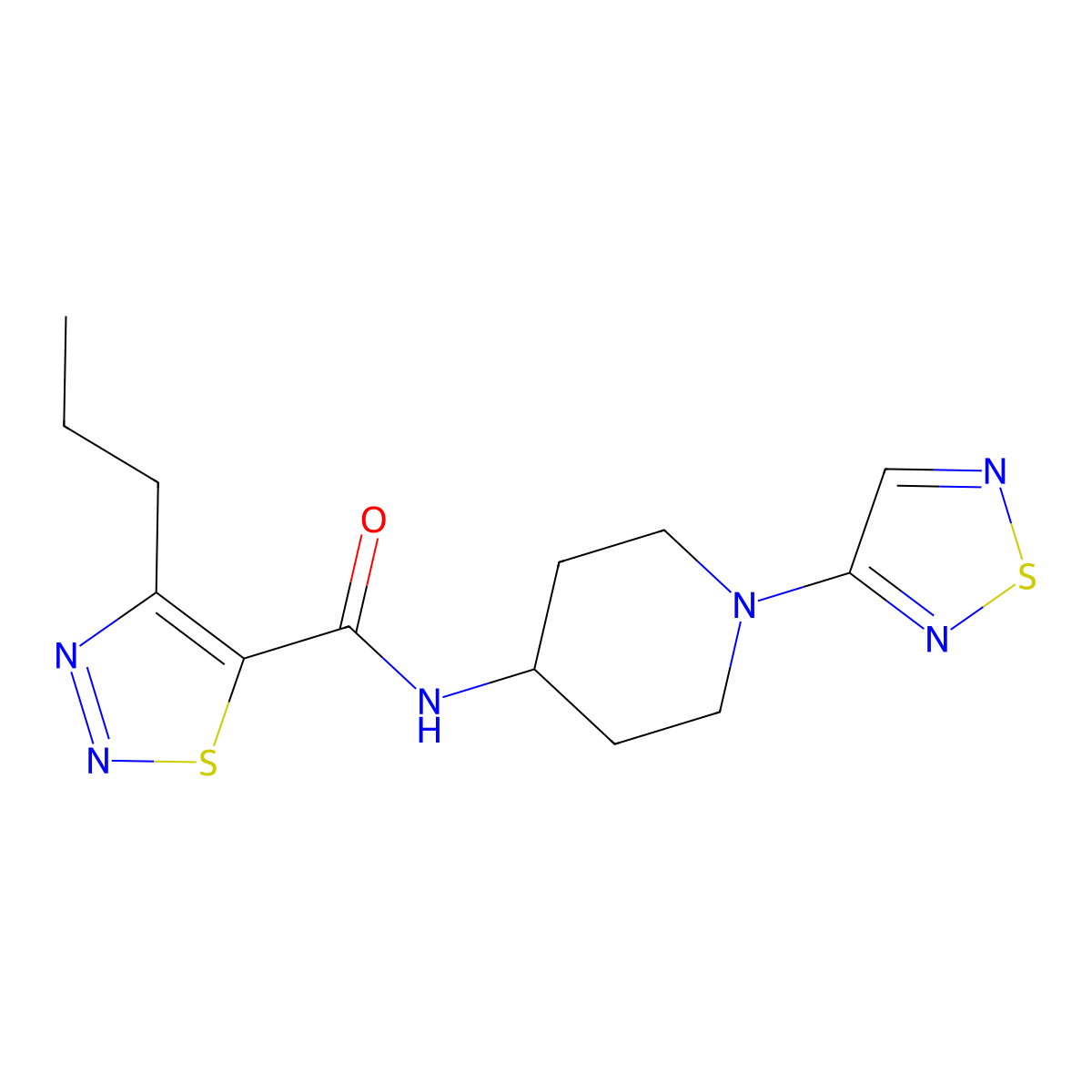 N-(1-(1,2,5-thiadiazol-3-yl)piperidin-4-yl)-4-propyl-1,2,3-thiadiazole-5-carboxamide molecular structure, CAS 2034518-08-4