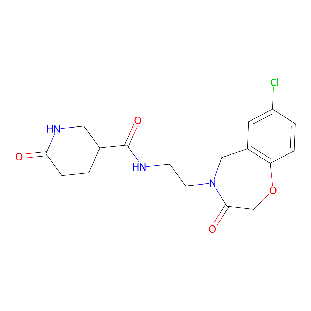 N-(2-(7-chloro-3-oxo-2,3-dihydrobenzo[f][1,4]oxazepin-4(5H)-yl)ethyl)-6-oxopiperidine-3-carboxamide molecular structure, CAS 2034518-15-3