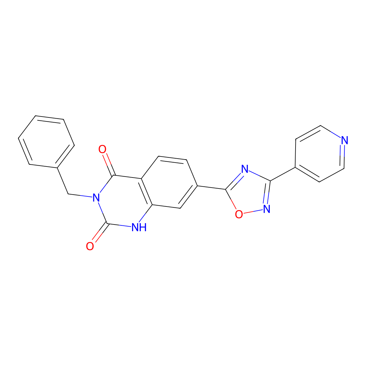 3-benzyl-7-(3-(pyridin-4-yl)-1,2,4-oxadiazol-5-yl)quinazoline-2,4(1H,3H)-dione molecular structure, CAS 2034518-24-4