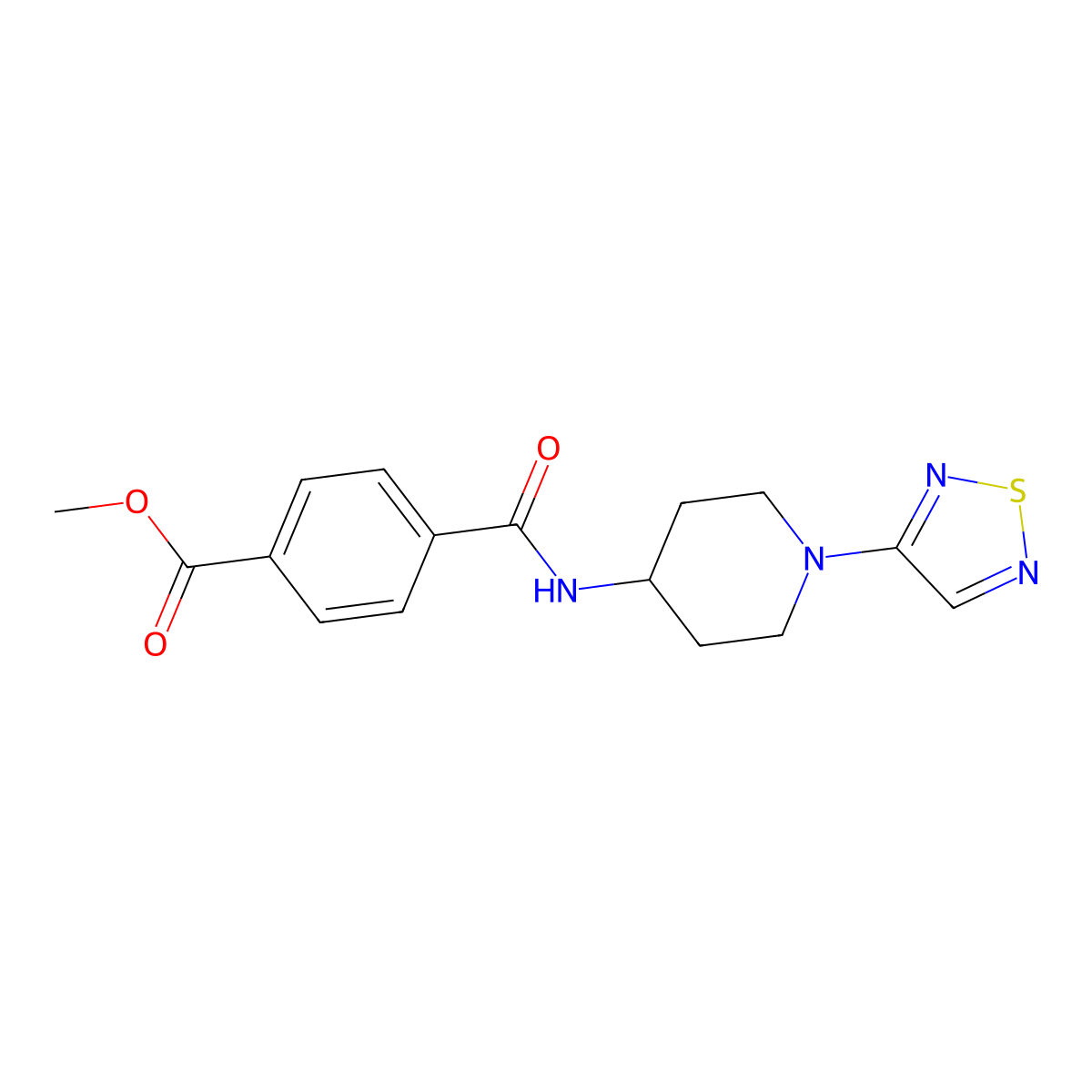 Methyl 4-{[1-(1,2,5-thiadiazol-3-yl)piperidin-4-yl]carbamoyl}benzoate molecular structure, CAS 2034518-30-2