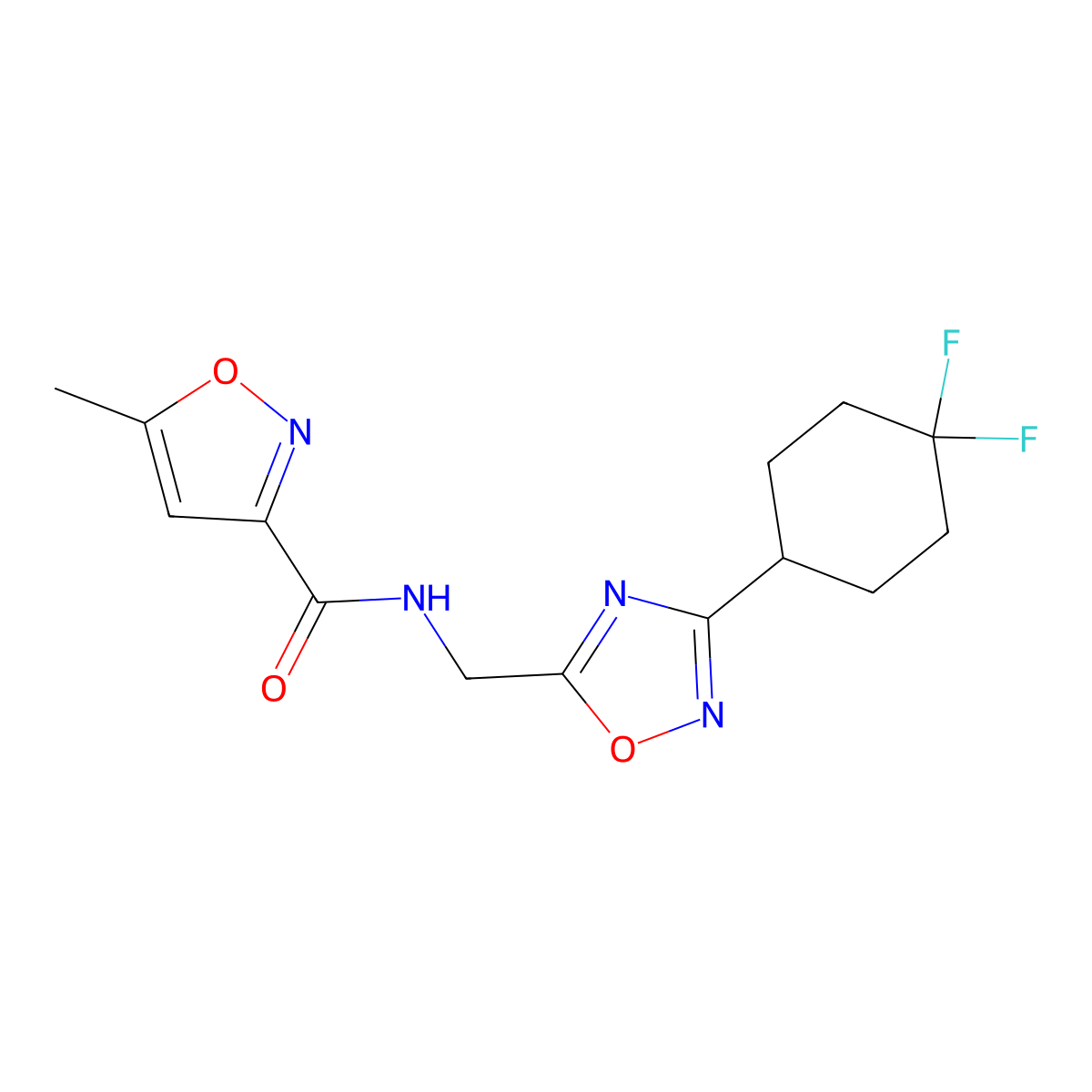 N-((3-(4,4-difluorocyclohexyl)-1,2,4-oxadiazol-5-yl)methyl)-5-methylisoxazole-3-carboxamide molecular structure, CAS 2034518-31-3