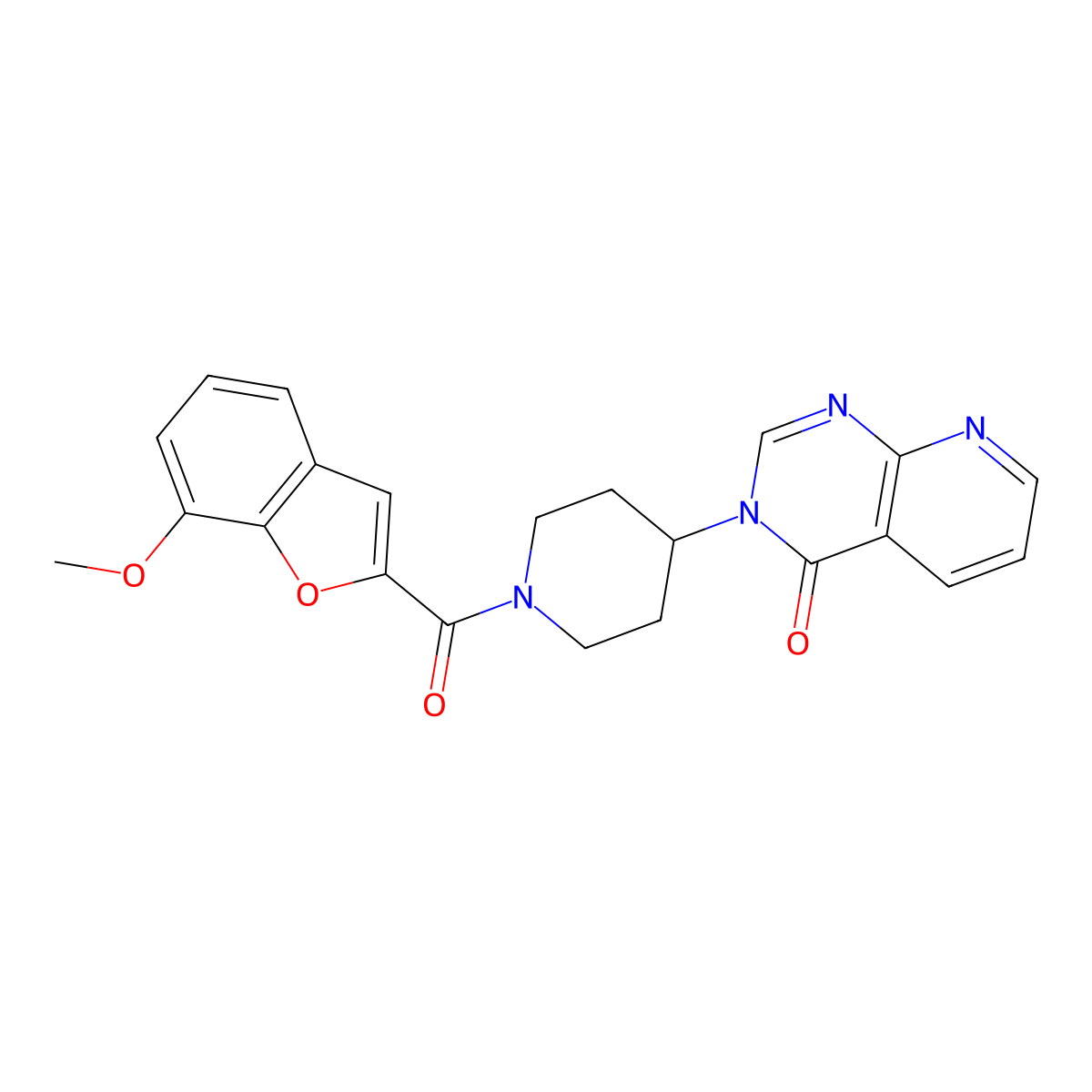 3-(1-(7-methoxybenzofuran-2-carbonyl)piperidin-4-yl)pyrido[2,3-d]pyrimidin-4(3H)-one molecular structure, CAS 2034518-32-4