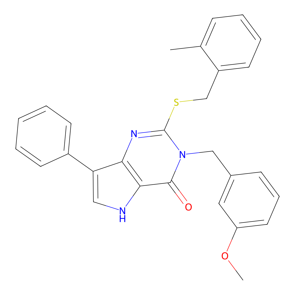 3-(3-methoxybenzyl)-2-((2-methylbenzyl)thio)-7-phenyl-3H-pyrrolo[3,2-d]pyrimidin-4(5H)-one molecular structure, CAS 2034518-39-1