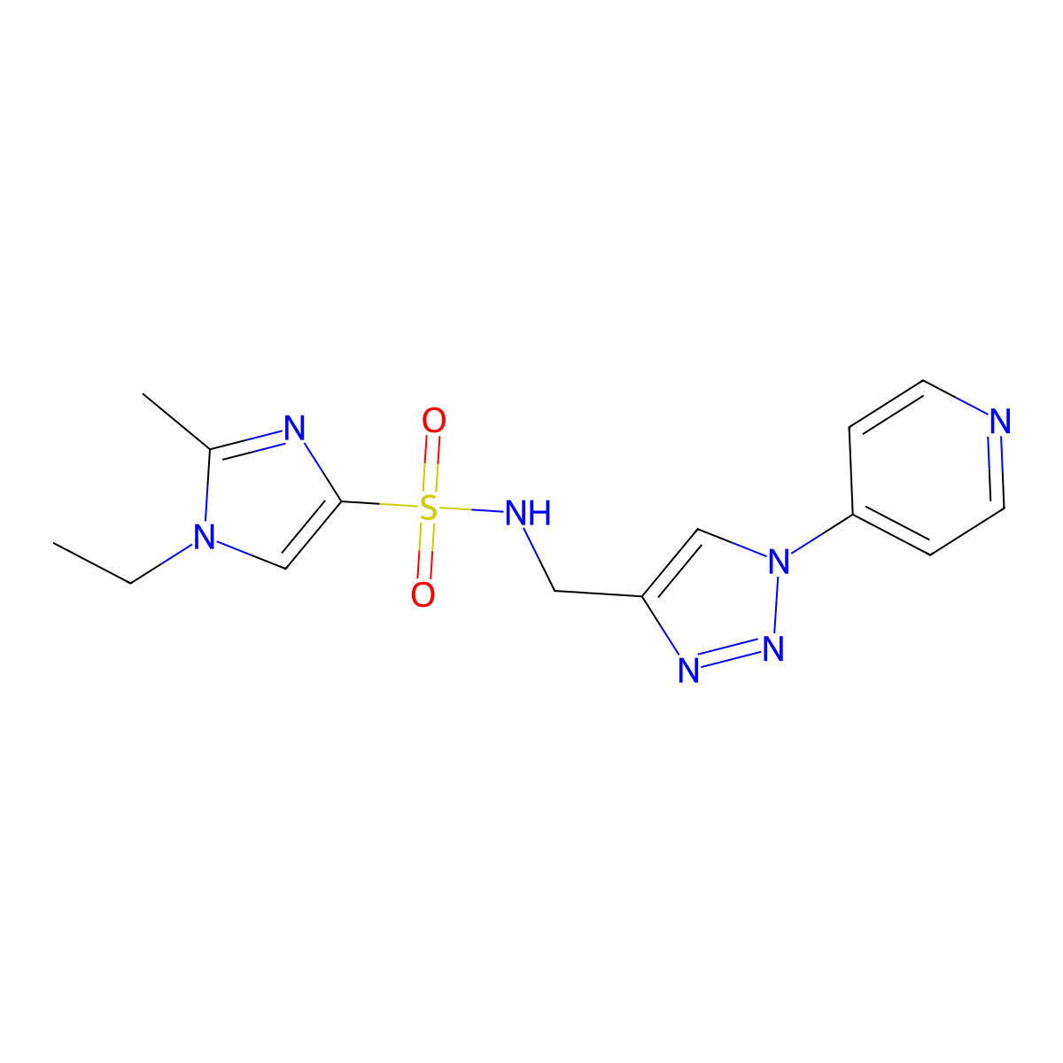 1-ethyl-2-methyl-N-{[1-(pyridin-4-yl)-1H-1,2,3-triazol-4-yl]methyl}-1H-imidazole-4-sulfonamide molecular structure, CAS 2034518-44-8