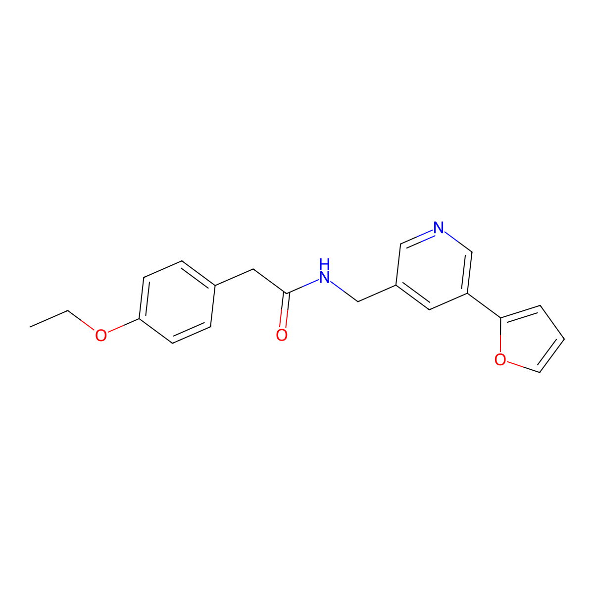 2-(4-ethoxyphenyl)-N-{[5-(furan-2-yl)pyridin-3-yl]methyl}acetamide molecular structure, CAS 2034518-45-9