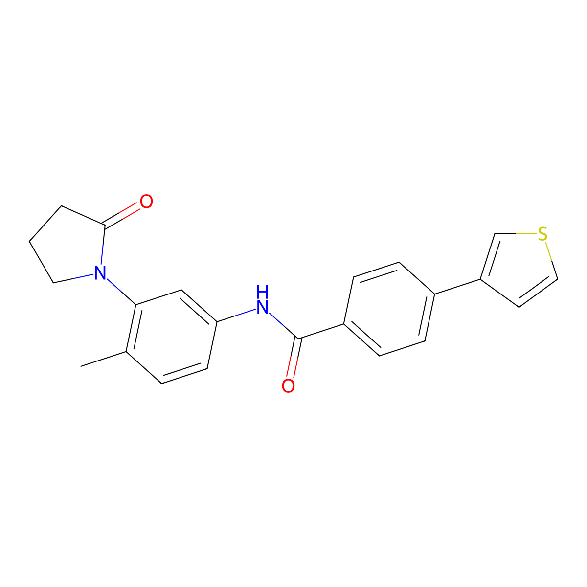N-(4-methyl-3-(2-oxopyrrolidin-1-yl)phenyl)-4-(thiophen-3-yl)benzamide molecular structure, CAS 2034518-55-1