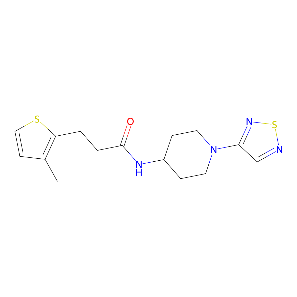 3-(3-methylthiophen-2-yl)-N-[1-(1,2,5-thiadiazol-3-yl)piperidin-4-yl]propanamide molecular structure, CAS 2034518-58-4