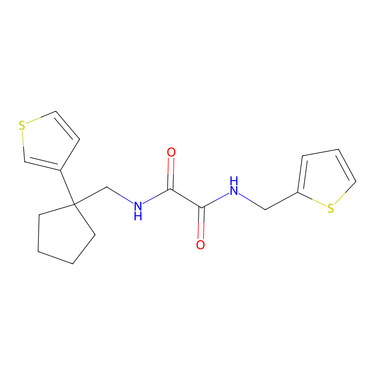 N1-(thiophen-2-ylmethyl)-N2-((1-(thiophen-3-yl)cyclopentyl)methyl)oxalamide molecular structure, CAS 2034518-61-9