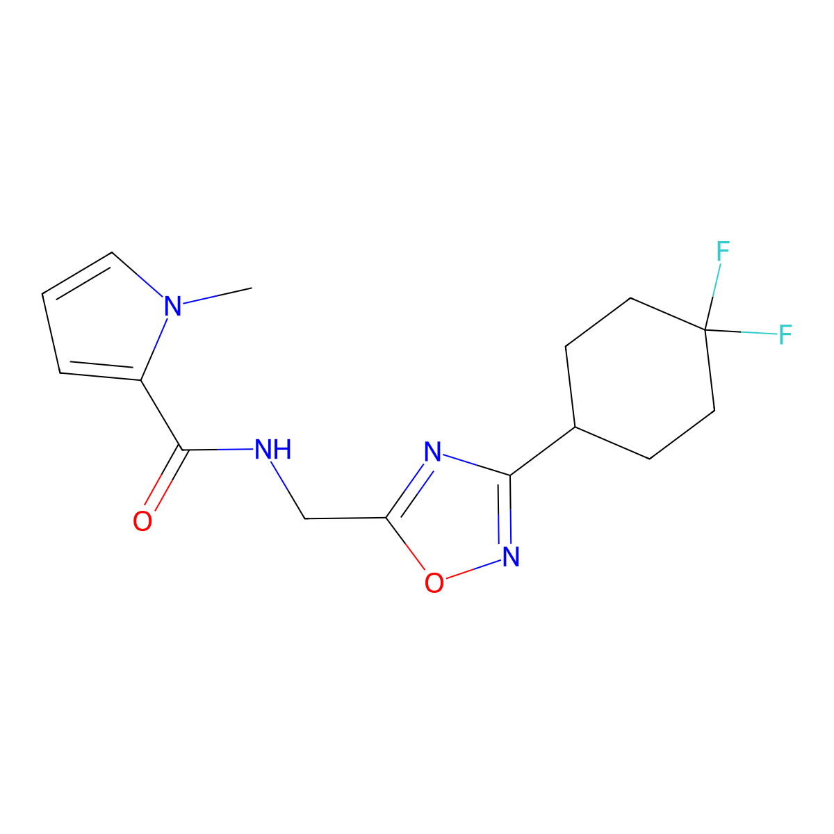 N-{[3-(4,4-difluorocyclohexyl)-1,2,4-oxadiazol-5-yl]methyl}-1-methyl-1H-pyrrole-2-carboxamide molecular structure, CAS 2034518-62-0
