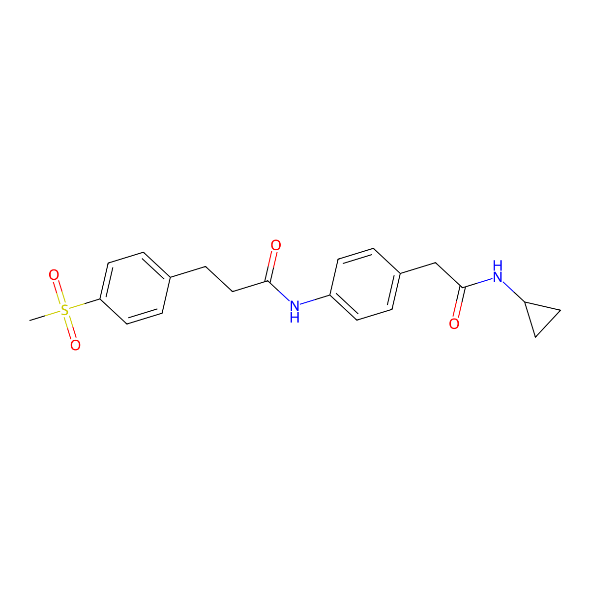 N-(4-(2-(cyclopropylamino)-2-oxoethyl)phenyl)-3-(4-(methylsulfonyl)phenyl)propanamide molecular structure, CAS 2034518-74-4