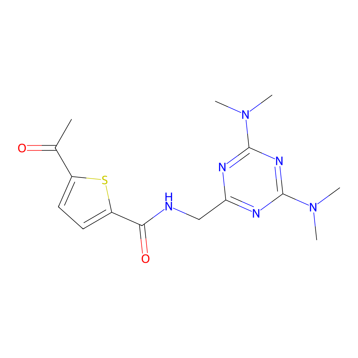 5-acetyl-N-{[4,6-bis(dimethylamino)-1,3,5-triazin-2-yl]methyl}thiophene-2-carboxamide molecular structure, CAS 2034518-83-5