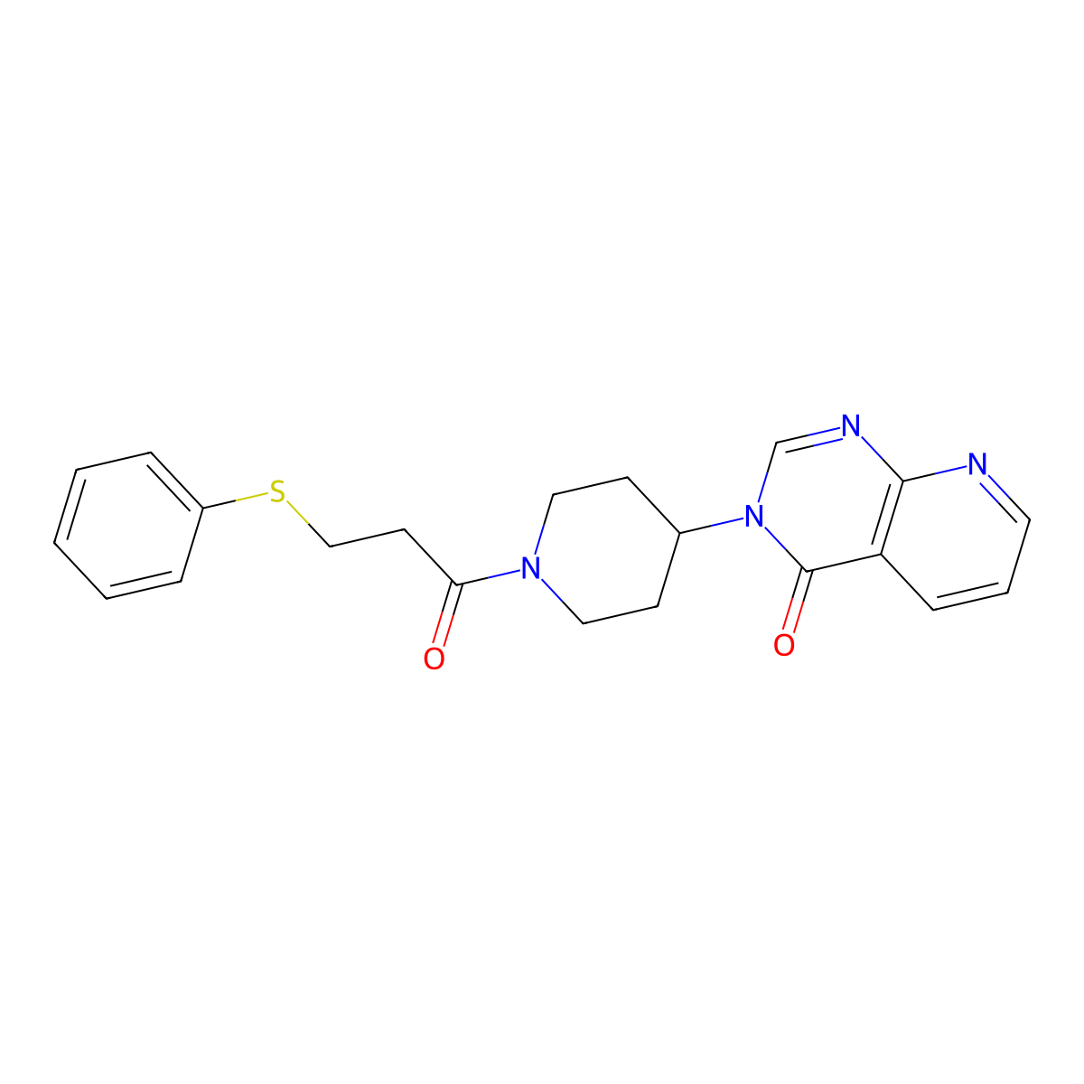 3-(1-(3-(phenylthio)propanoyl)piperidin-4-yl)pyrido[2,3-d]pyrimidin-4(3H)-one molecular structure, CAS 2034518-85-7