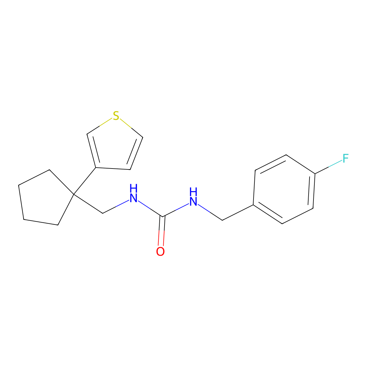 1-(4-Fluorobenzyl)-3-((1-(thiophen-3-yl)cyclopentyl)methyl)urea molecular structure, CAS 2034518-87-9