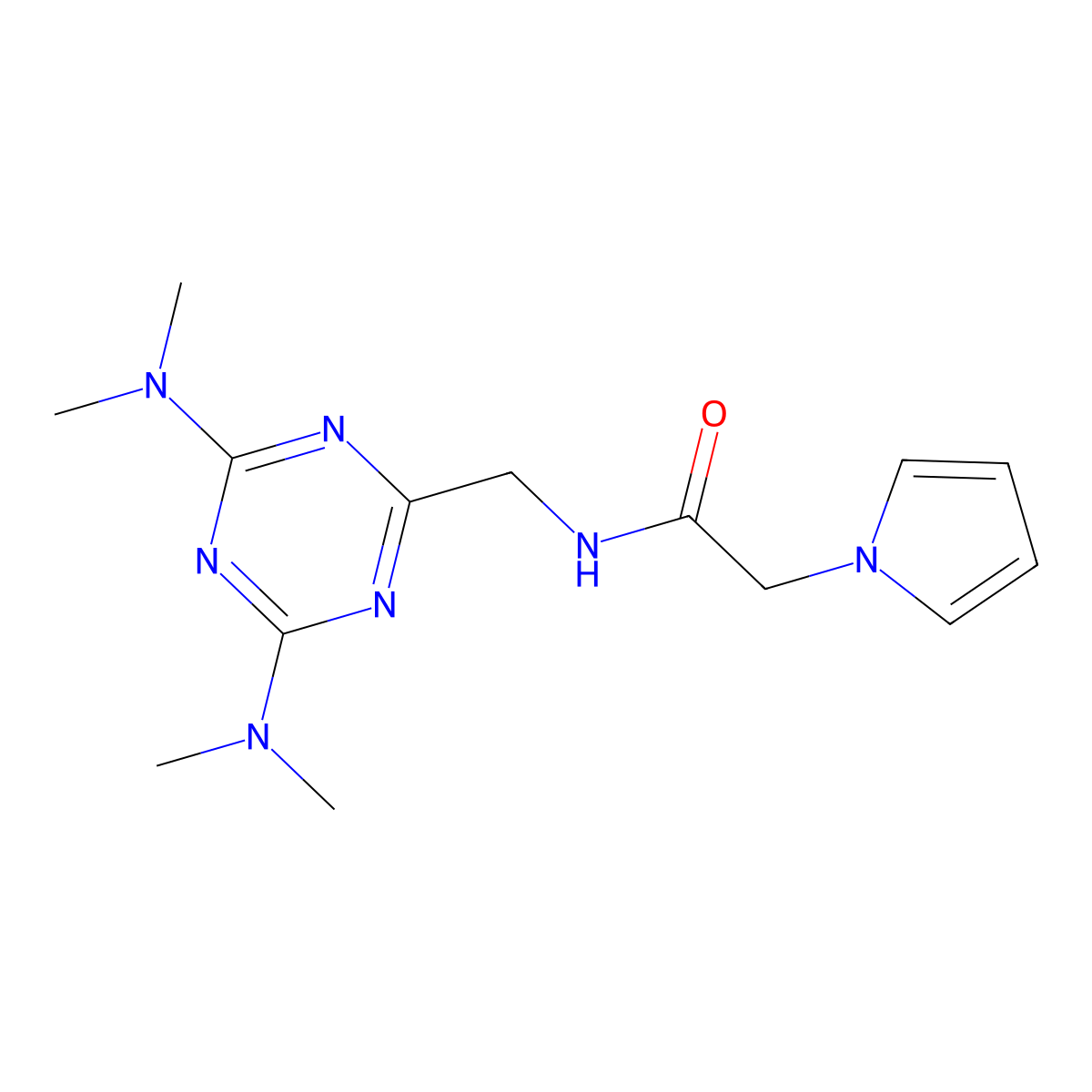 N-{[4,6-bis(dimethylamino)-1,3,5-triazin-2-yl]methyl}-2-(1H-pyrrol-1-yl)acetamide molecular structure, CAS 2034518-91-5