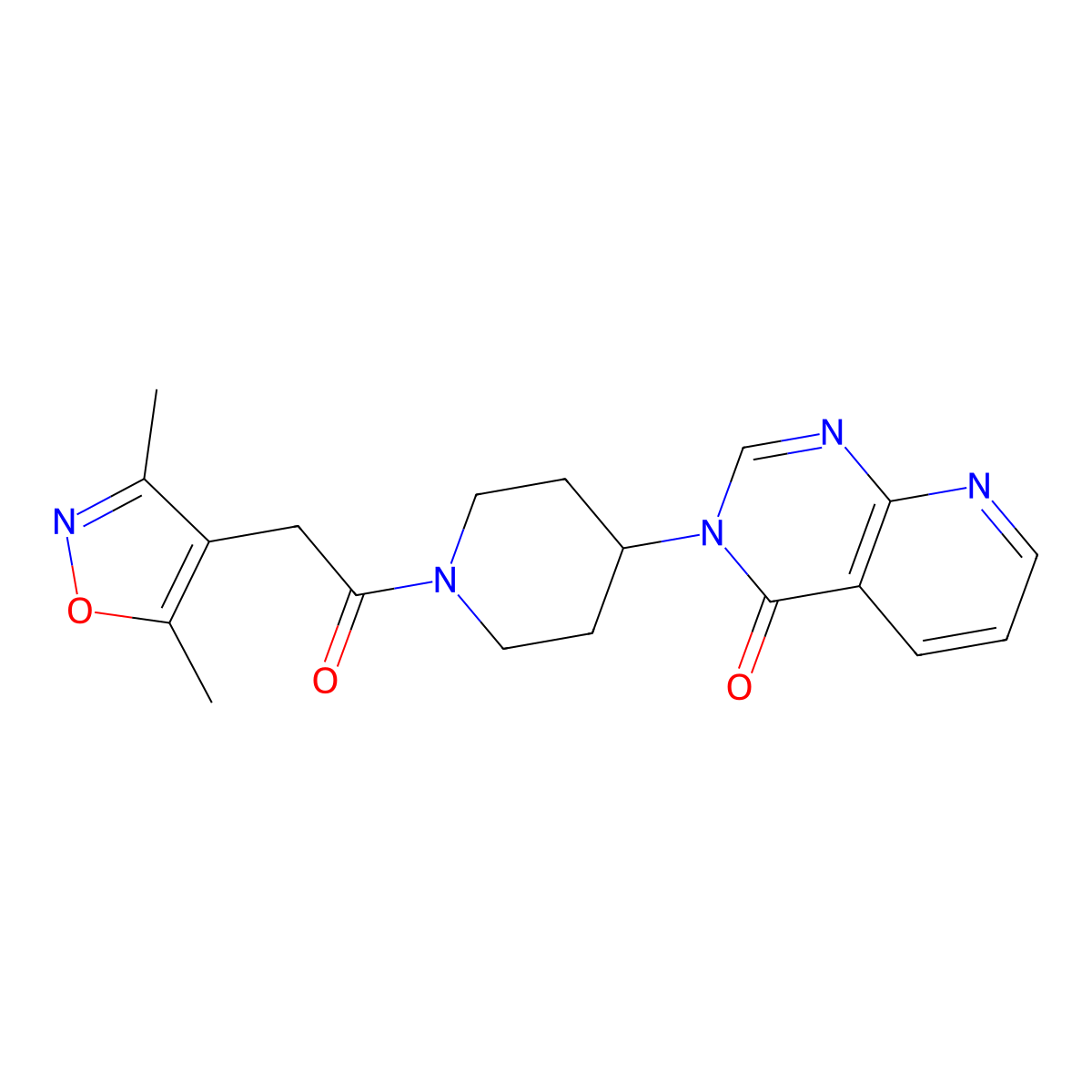 3-(1-(2-(3,5-dimethylisoxazol-4-yl)acetyl)piperidin-4-yl)pyrido[2,3-d]pyrimidin-4(3H)-one molecular structure, CAS 2034518-96-0