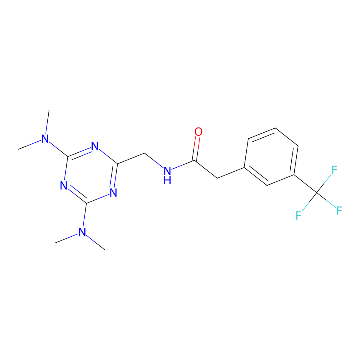N-{[4,6-bis(dimethylamino)-1,3,5-triazin-2-yl]methyl}-2-[3-(trifluoromethyl)phenyl]acetamide molecular structure, CAS 2034518-98-2