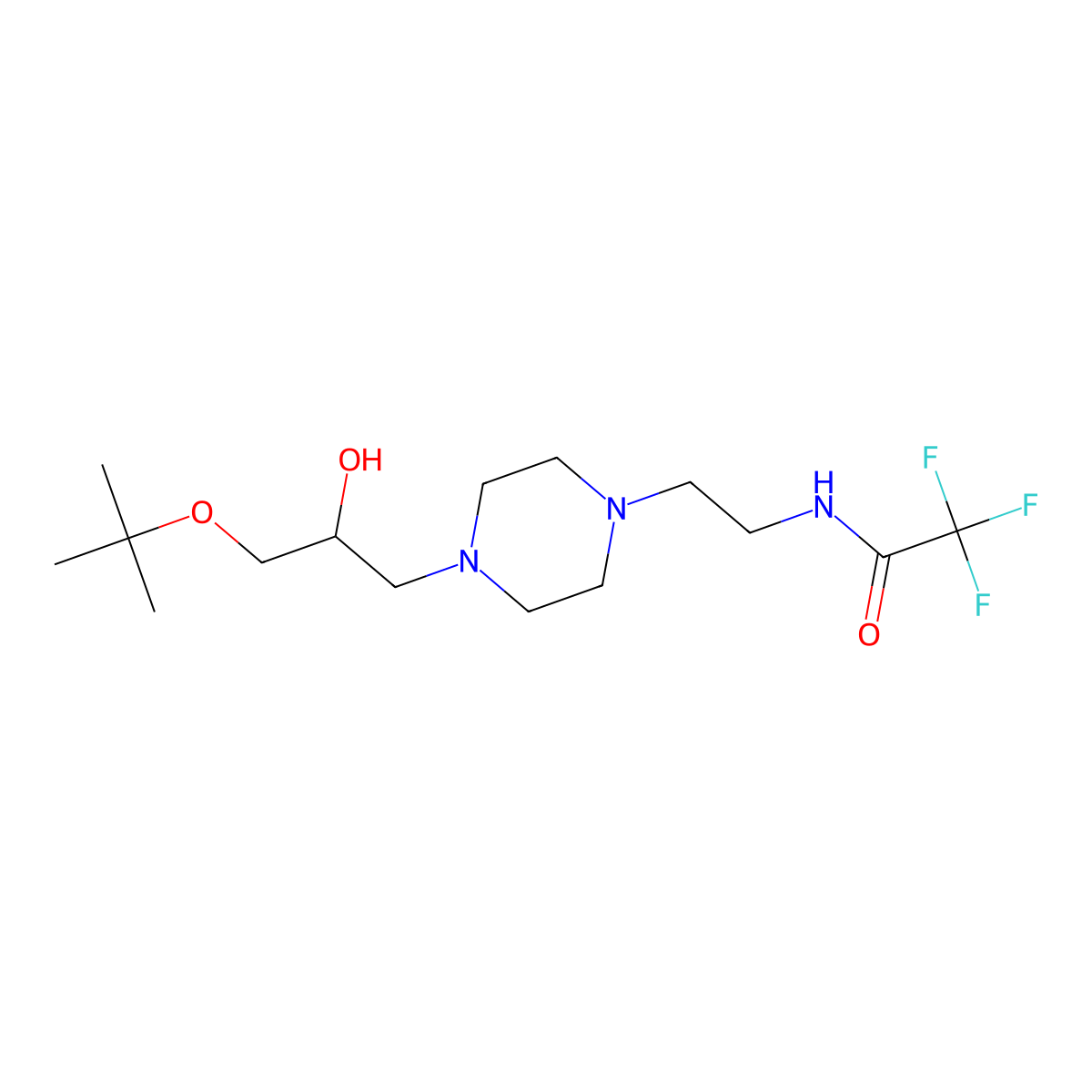N-(2-(4-(3-(tert-butoxy)-2-hydroxypropyl)piperazin-1-yl)ethyl)-2,2,2-trifluoroacetamide molecular structure, CAS 2034519-00-9