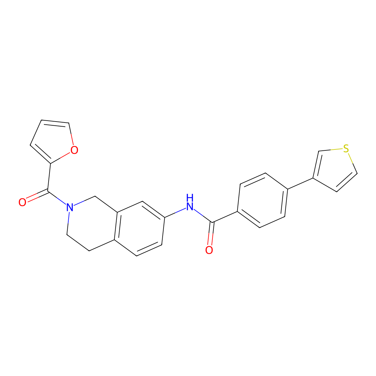 N-(2-(furan-2-carbonyl)-1,2,3,4-tetrahydroisoquinolin-7-yl)-4-(thiophen-3-yl)benzamide molecular structure, CAS 2034519-02-1